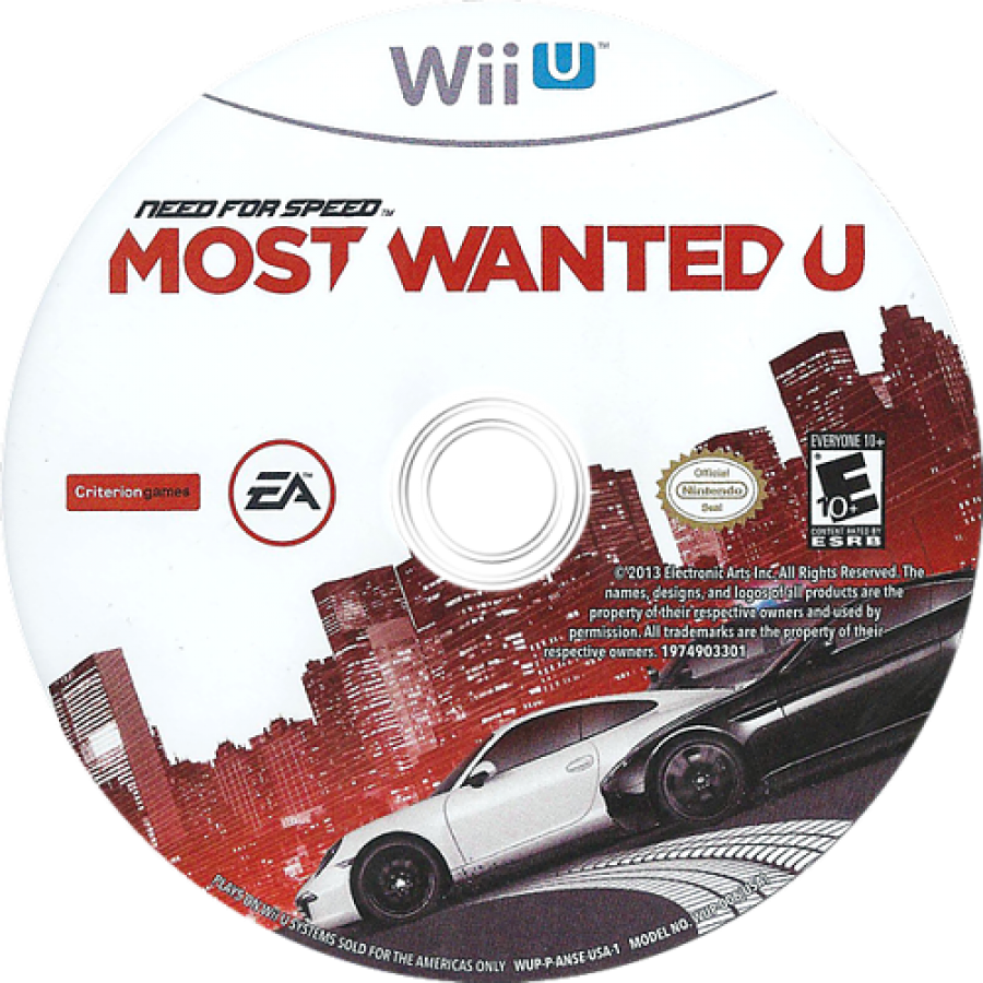 Need for Speed: Most Wanted disc cover art for Nintendo Wii U (WiiU) video game
