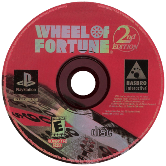 Wheel of Fortune: 2nd Edition disc for PlayStation 1 (PS1) game show puzzle video game