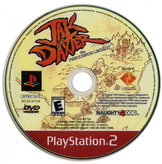 Jak and Daxter: The Precursor Legacy Greatest Hits disc art for Playstation 2 (PS2) video game