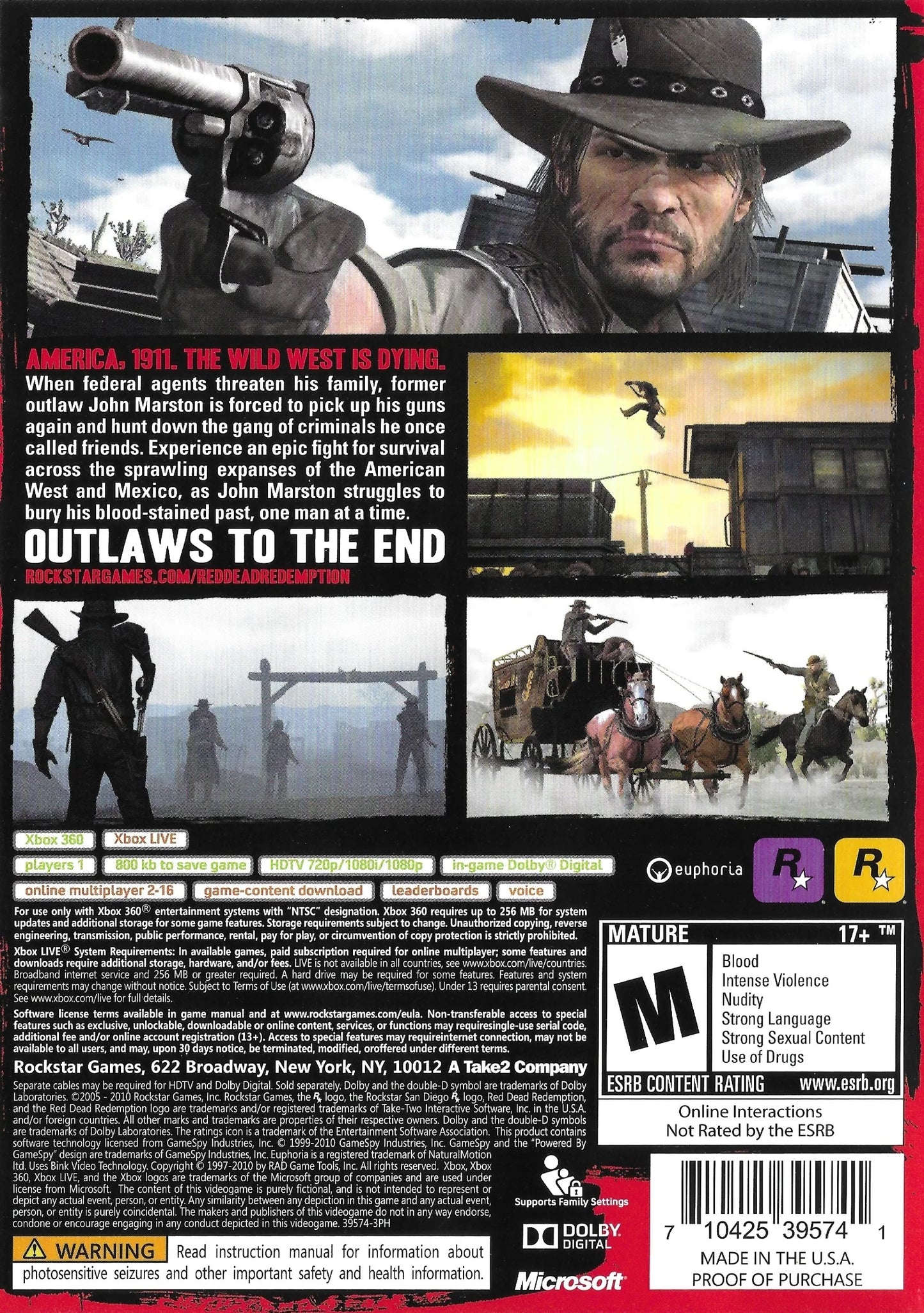 Red Dead Redemption Platinum Hits edition for Xbox 360 – complete game case with silver Platinum Hits banner and original cover art featuring John Marston back cover