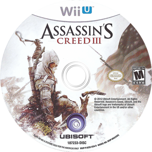 Assassins Creed III disc art for Nintendo Wii U WiiU video game