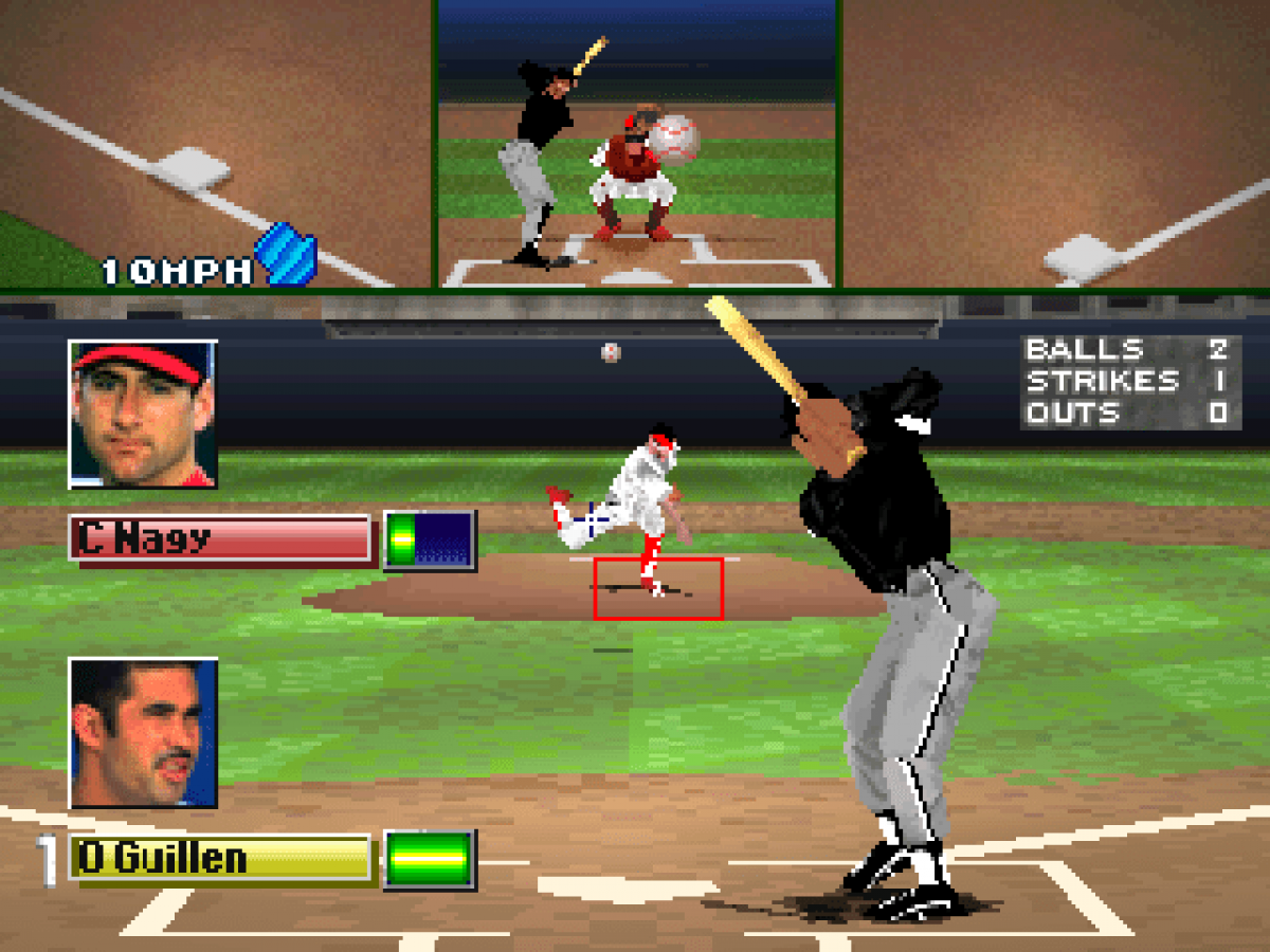 MLBPA: Bottom of the 9th gameplay for PlayStation 1 (PS1) retro baseball video game