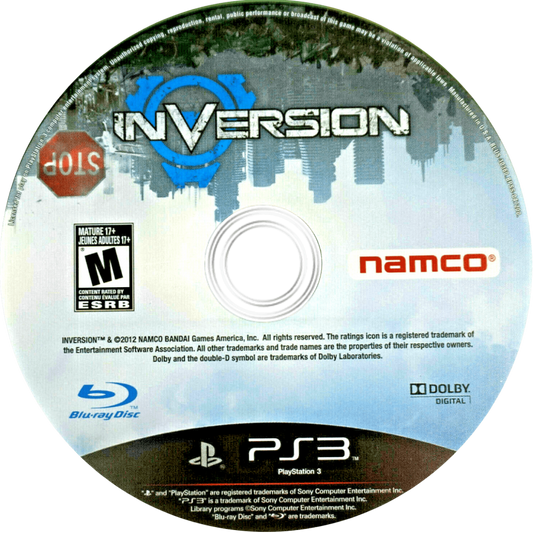 Inversion disc art for PlayStation 3 PS3 video game