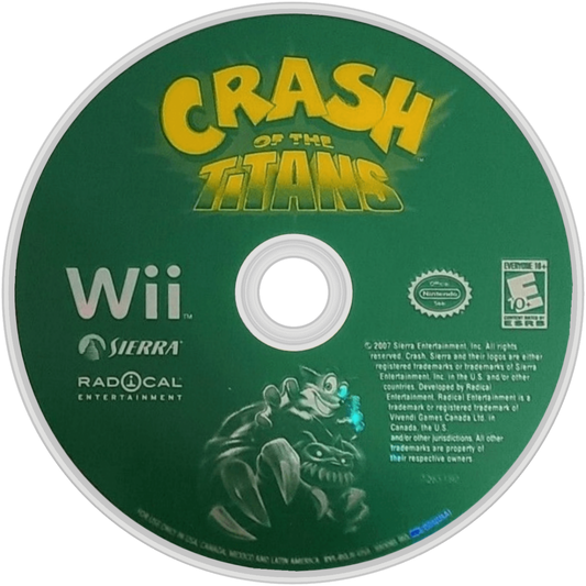 Crash of the Titans disc cover art for Nintendo Wii (Wii) video game