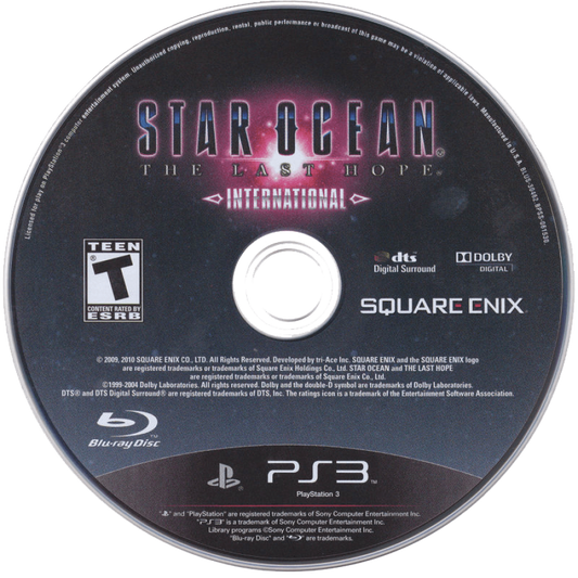Star Ocean: The Last Hope International disc for PlayStation 3 (PS3) video game