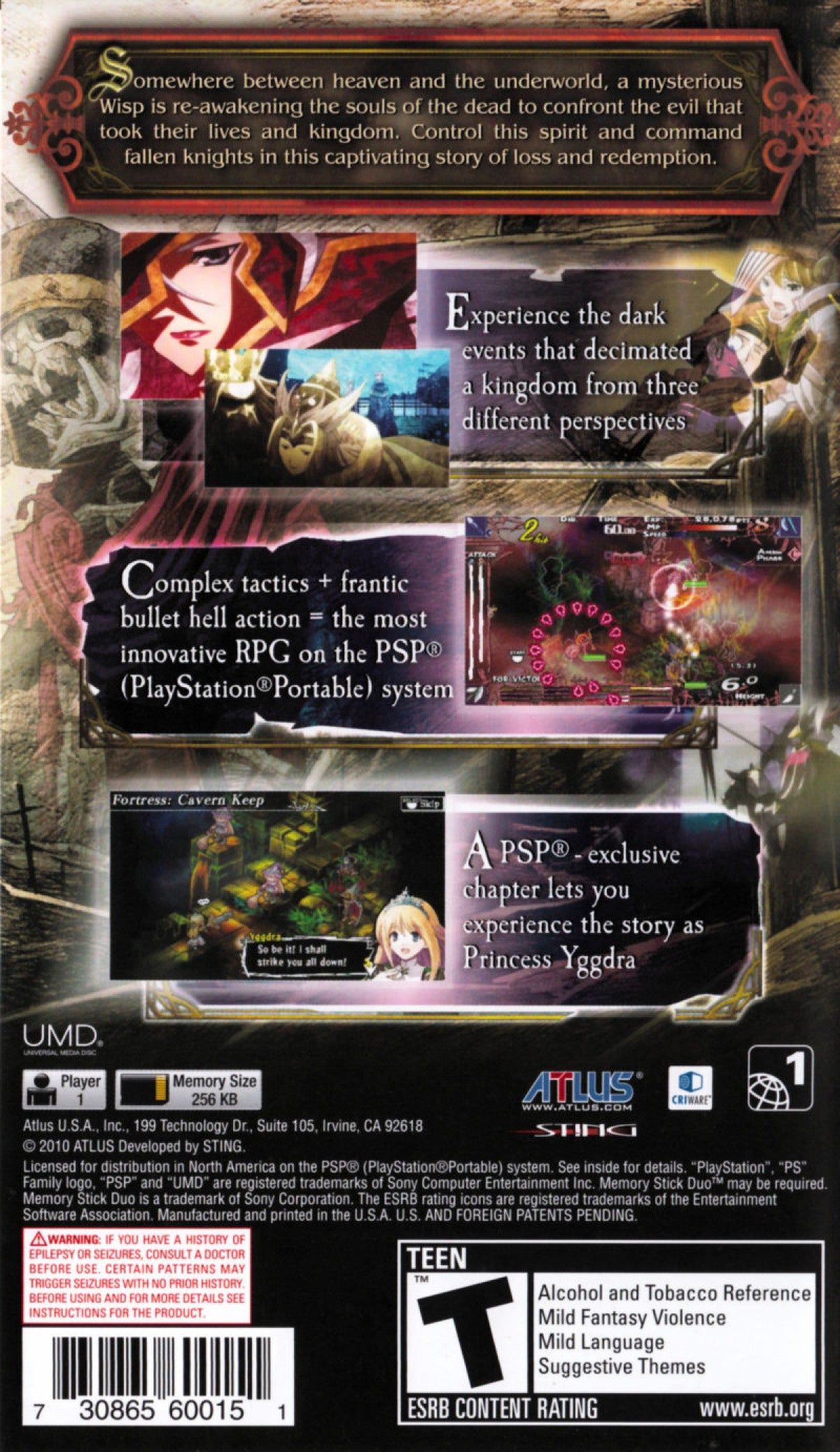 Kingdom of Paradise back of case for PlayStation Portable (PSP) action role-playing game