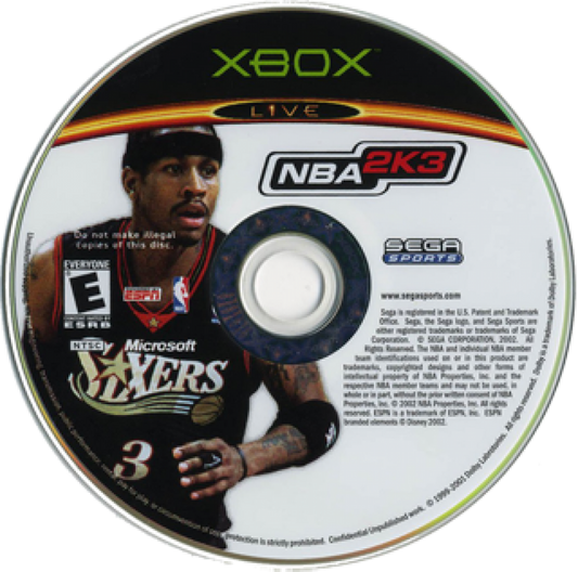 NBA 2K3 disc for Xbox (XBOX) video game