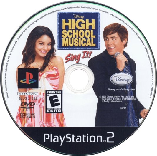 Disney Sing It: High School Musical disc for PlayStation 2 (PS2) karaoke music rhythm video game based on the High School Musical films
