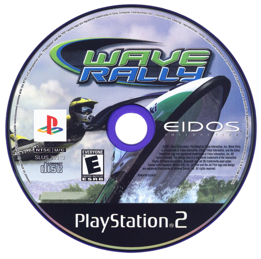 Wave Rally – PlayStation 2 (PS2) video game disc, arcade water racing.