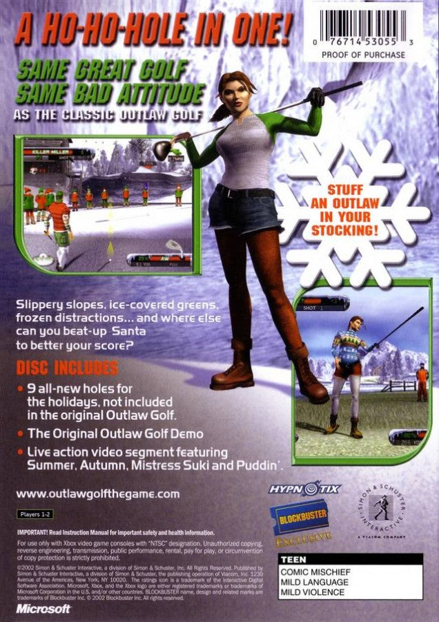 Outlaw Golf: 9 Holes of X-Mas back cover art for Xbox (XBOX) video game