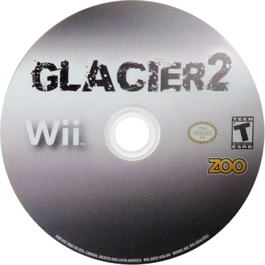 Glacier 2 Nintendo Wii video game, arcade-style shooting action, motion-controlled gameplay, console title disc