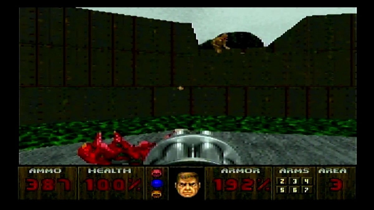 DOOM Atari Jaguar JAG for first person shooter video game fans featuring demon battles dark corridors space marine combat powerful weapons shotgun plasma gun rocket launcher enemy monsters secret areas challenging levels and classic Atari Jaguar gameplay collectible retro gaming appeal gameplay