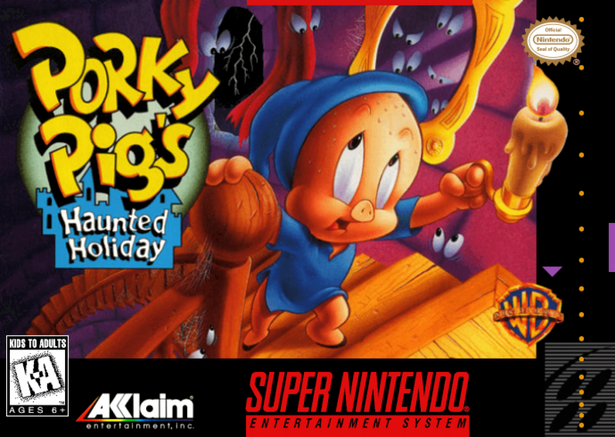 Porky Pig's Haunted Holiday cover art for Super Nintendo Entertainment System (SNES) video game