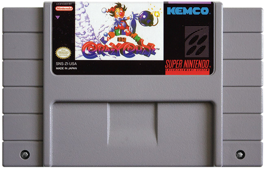 Kid Klown in Crazy Chase cartridge for Super Nintendo Entertainment System (SNES) retro video game