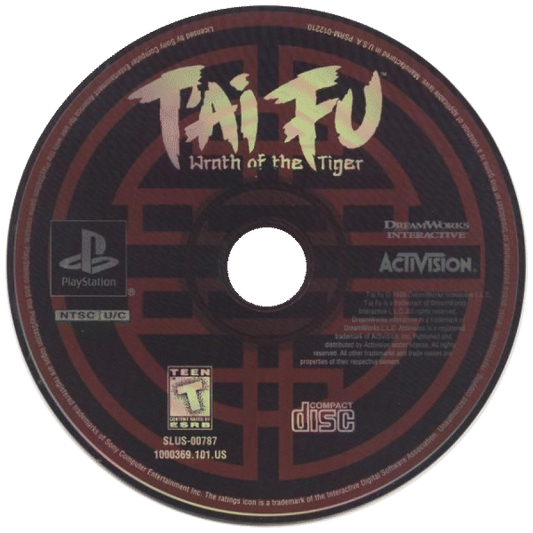 Tai Fu: Wrath of the Tiger disc for PlayStation 1 (PS1) action-adventure video game