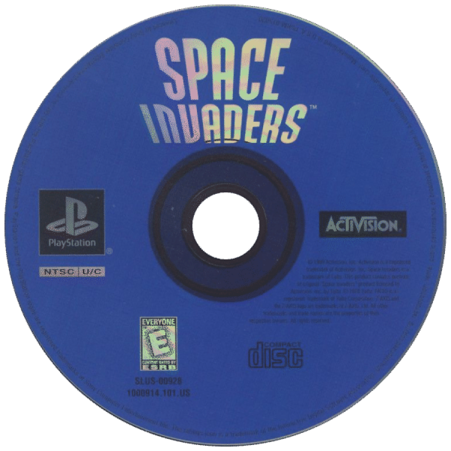 Space Invaders disc for PlayStation 1 (PS1) arcade shooter video game