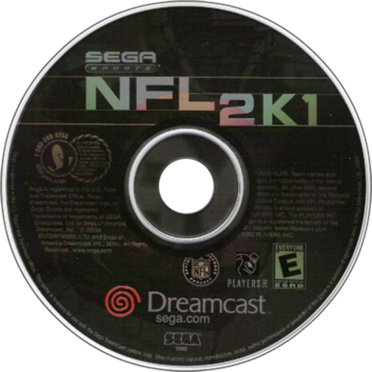 NFL 2K1 disc art for Sega Dreamcast (DC) video game