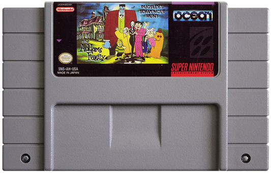 Addams Family Pugsley's Scavenger Hunt cartridge for Super Nintendo Entertainment System (SNES) retro video game