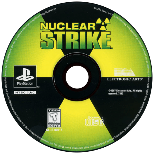 Nuclear Strike PlayStation 1 PS1 helicopter combat action video game Electronic Arts sequel to Soviet Strike mission-based gameplay striking Pacific Rim forces Pacific Theater campaign disc art