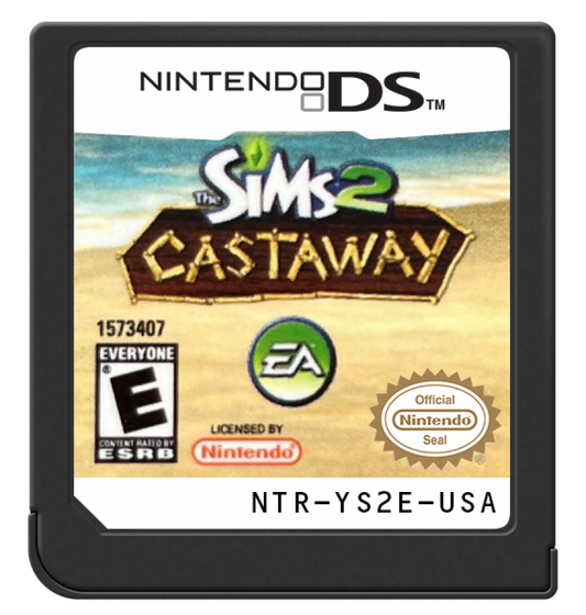 The Sims 2: Castaway cartridge art for Nintendo DS (DS) video game