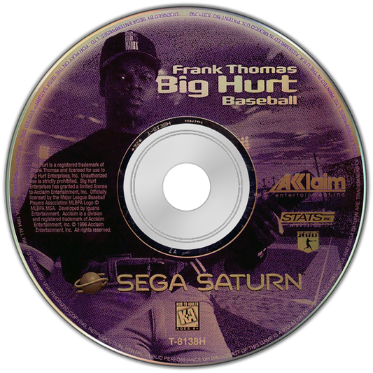 Frank Thomas Big Hurt Baseball disc art for Sega Saturn (SS) video game
