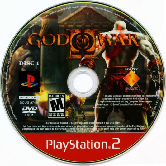 God of War II Greatest Hits Two Disc Set PlayStation 2 PS2 for action adventure video game fans featuring brutal hack and slash combat epic Greek mythology cinematic storytelling massive boss battles challenging puzzles powerful weapons Kratos adventure collectible gaming appeal disc
