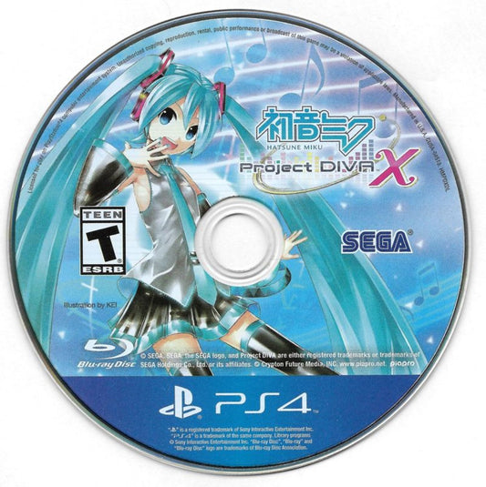 Hatsune Miku Project DIVA X for PS4 featuring rhythm gameplay with virtual idol performances and anime style visuals disc