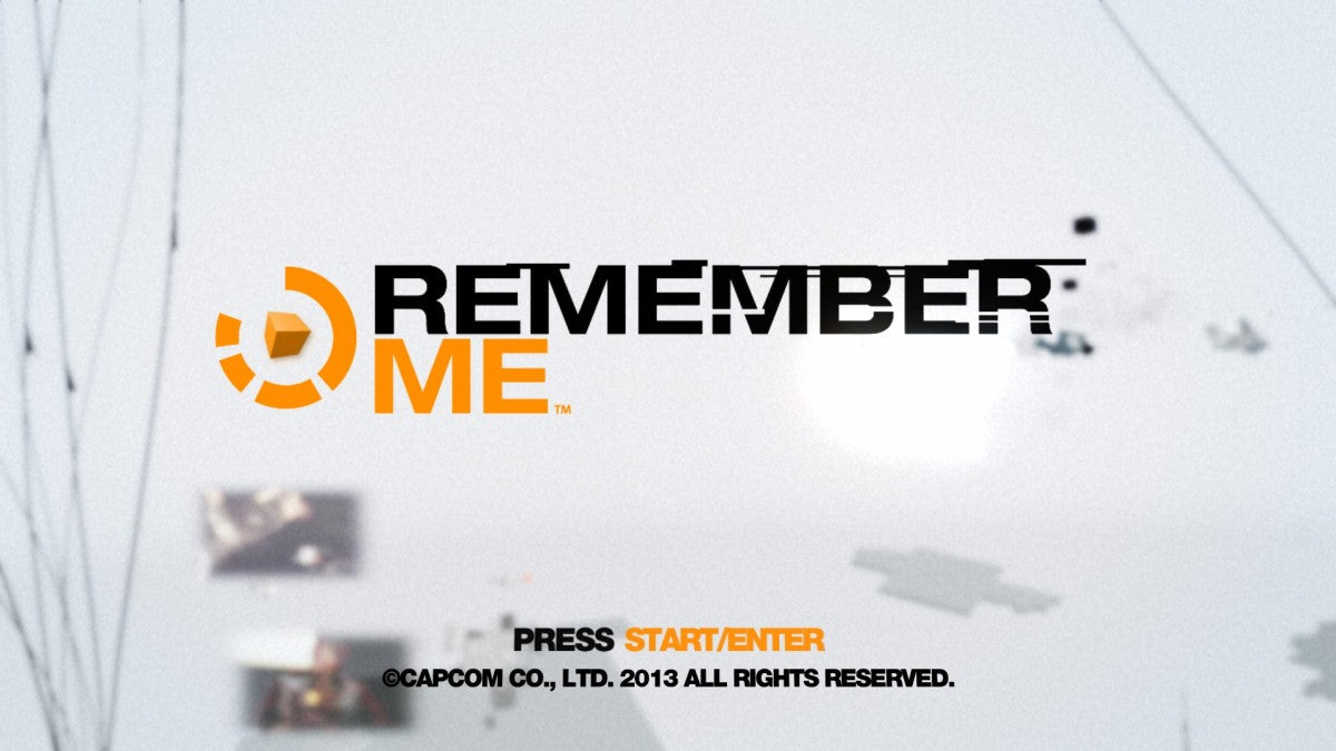 Remember Me start screen for Xbox 360 (X360) sci-fi action-adventure video game