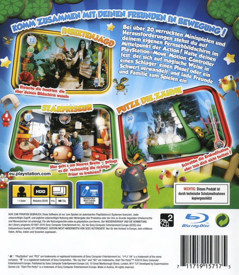 Start the Party back cover art for PlayStation 3 (PS3) video game