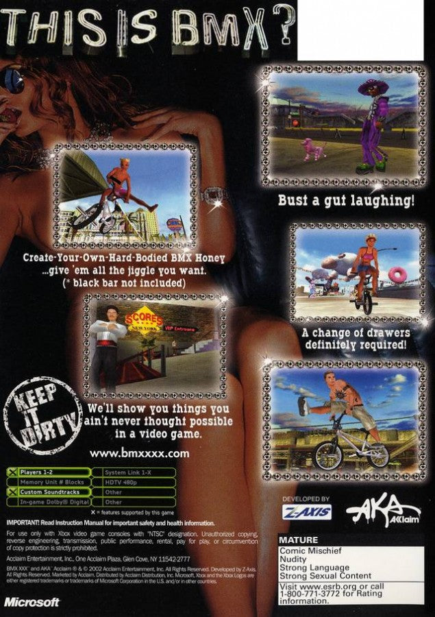 BMX XXX back cover art for Xbox (XBOX) video game