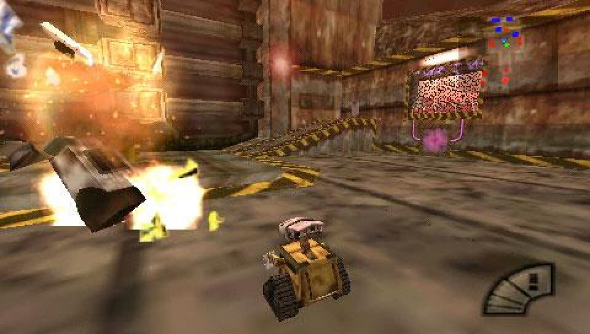 Disney Pixar WALL-E UMD disc for the PlayStation Portable featuring action platformer gameplay with puzzle solving elements as players control WALL-E and EVE across levels inspired by the film with exploration missions and family friendly mechanics gameplay