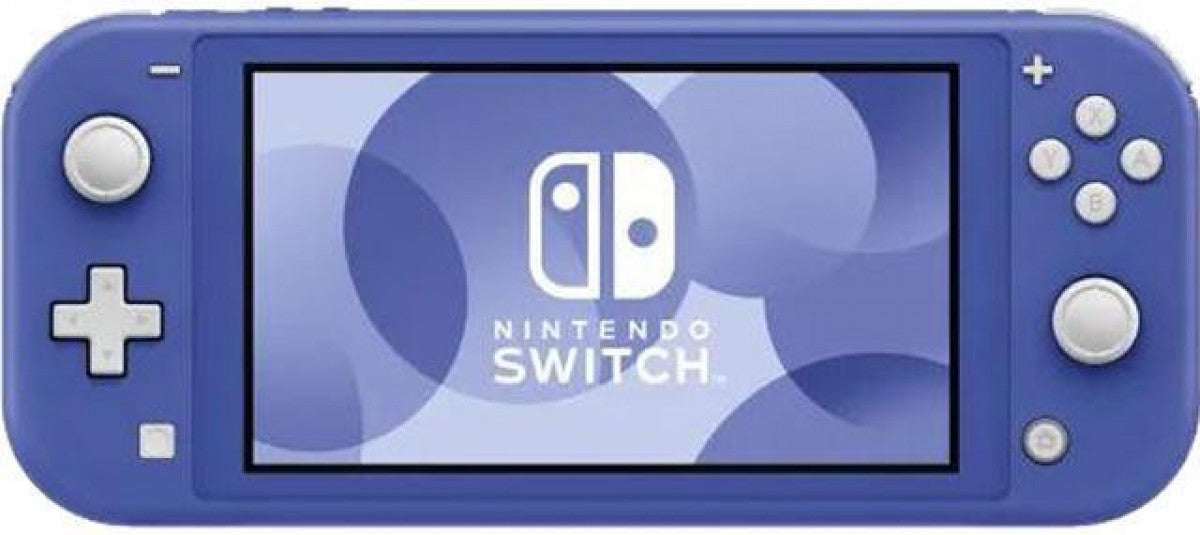 Nintendo Switch Lite Blue handheld console with charger