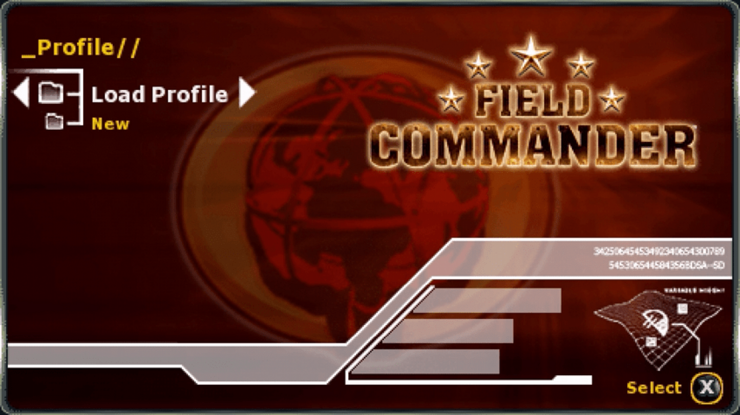 Field Commander – PlayStation Portable (PSP) home screen for turn-based strategy video game