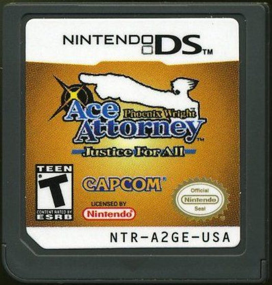 Phoenix Wright: Ace Attorney – Justice for All cartridge for Nintendo DS (DS) courtroom visual novel adventure video game
