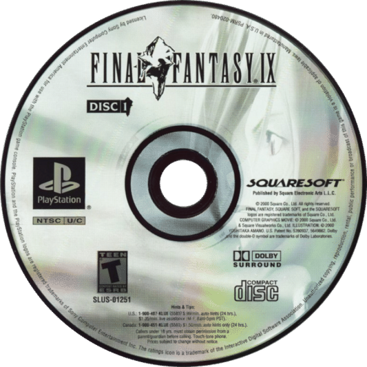 Final Fantasy IX Disc 1 for PlayStation 1 PS1 retro video game