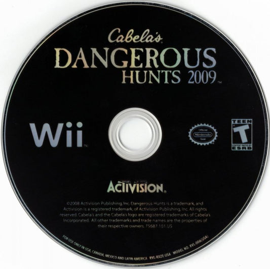 Cabela's Dangerous Hunts 2009 disc cover art for Nintendo Wii (Wii) video game