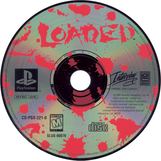 Loaded PS1 PlayStation 1 top down shooter action game dark humor arcade combat multiplayer retro video game disc