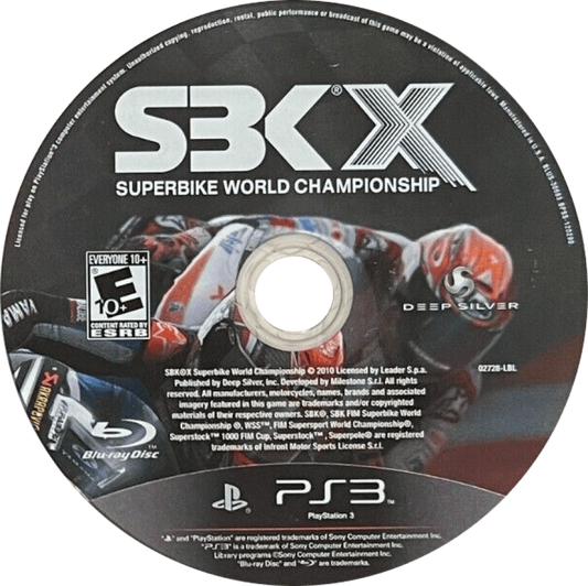 SBX: Superbike World Championship disc art for PlayStation 3 (PS3) video game