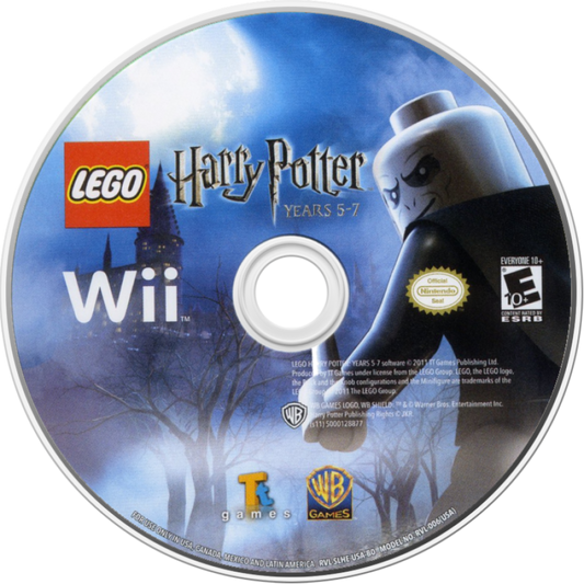 LEGO Harry Potter Years 5 to 7 Nintendo Wii game featuring action adventure gameplay based on the final Harry Potter films with spell casting puzzle solving cooperative multiplayer character unlocks and LEGO style humor across Hogwarts and beyond disc