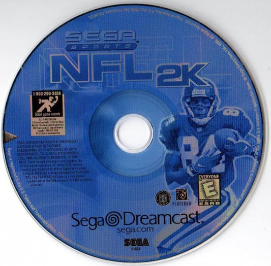 NFL 2K Sega All Stars Dreamcast game featuring arcade-style football gameplay and classic Sega sports presentation disc