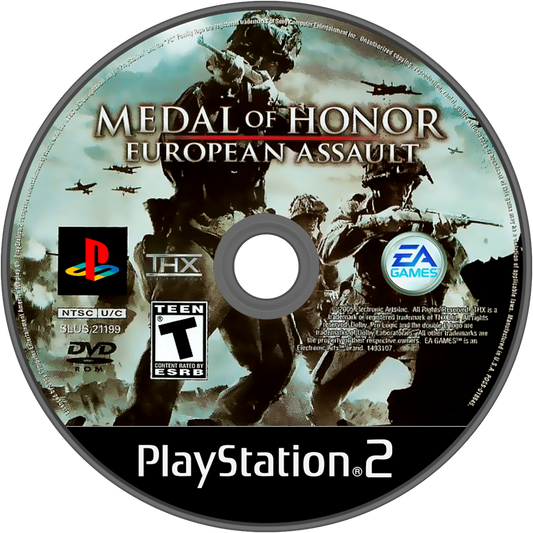 Medal of Honor European Assault PS2 Sony PlayStation 2 first person shooter WWII military combat historical war campaign European theater missions EA shooter gameplay squad based action multiplayer retro gaming PlayStation 2 software video game title disc