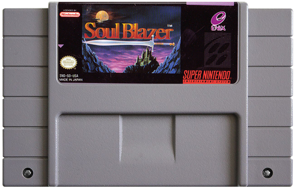 Soul Blazer cartridge for Super Nintendo Entertainment System (SNES) retro video game
