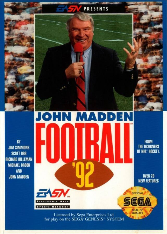 John Madden Football 92 cover art for Sega Genesis GEN video game