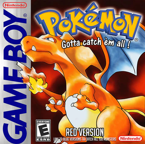 Pokémon: Red cover art for Game Boy (GB) Pokémon RPG adventure video game