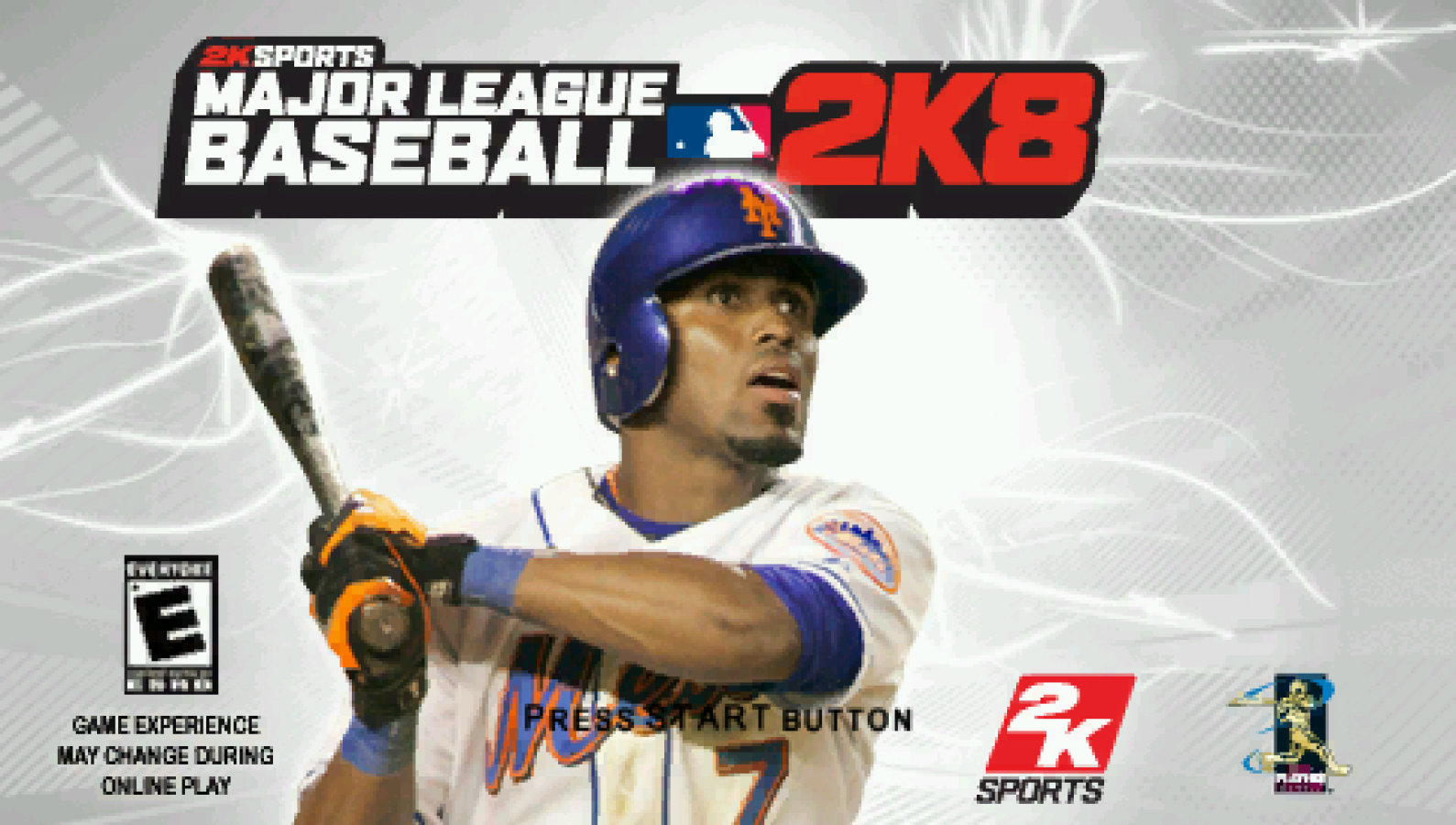 Major League Baseball 2K8 title page for PlayStation Portable (PSP) baseball sports video game