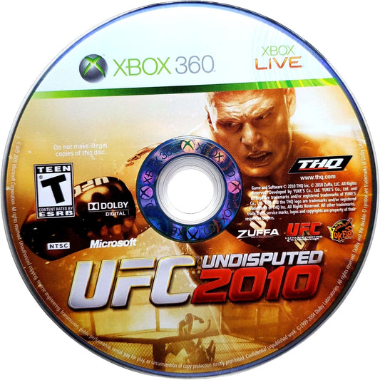 UFC Undisputed 2010 disc for Xbox 360 (X360) mixed martial arts fighting video game
