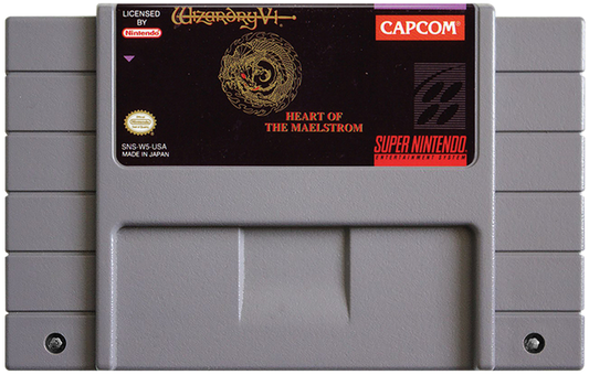 Wizardry V Heart of the Maelstrom retro SNES video game Wizardry fantasy role playing dungeon crawler turn based combat classic RPG adventure console title Super Nintendo release cartridge
