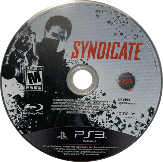 Syndicate disc for PlayStation 3 (PS3) video game