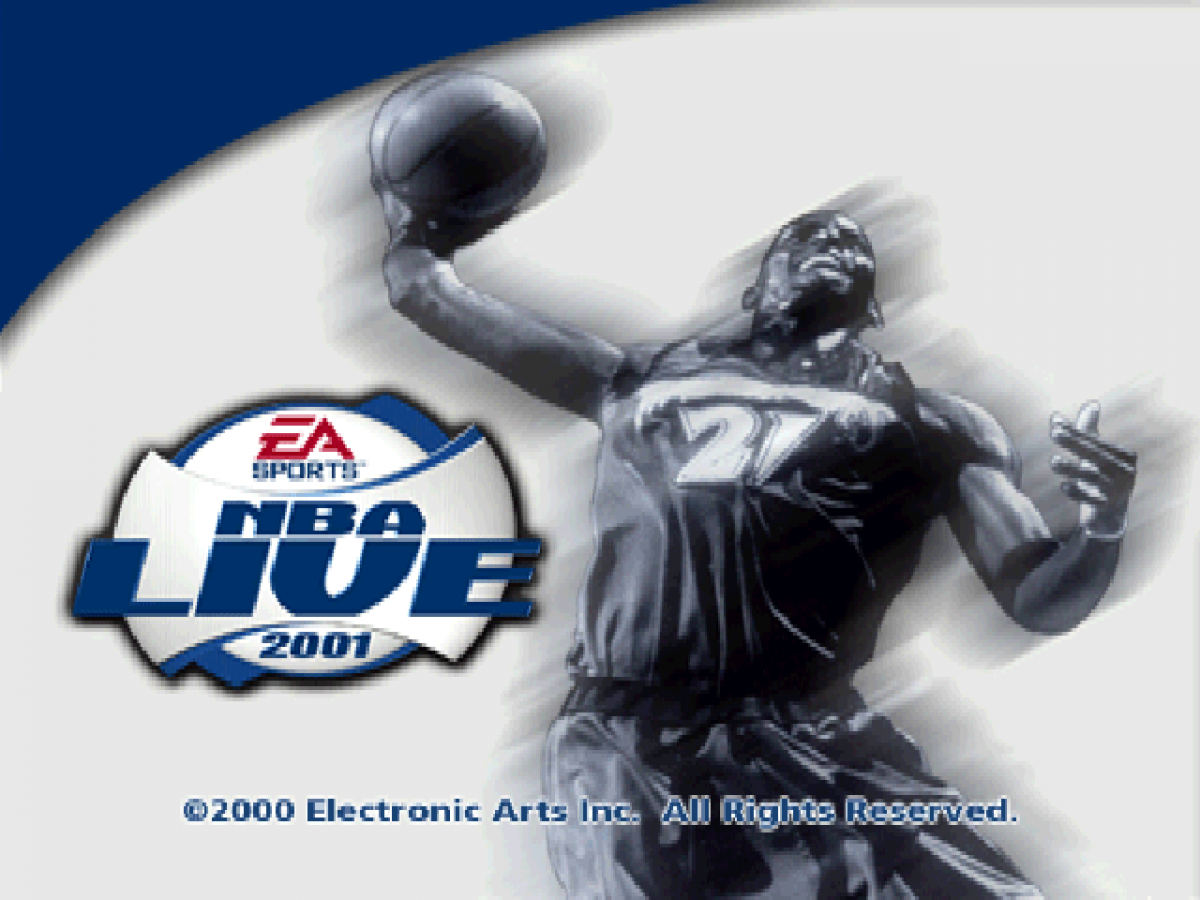 NBA Live 2001 title card for PlayStation 1 (PS1) retro basketball video game