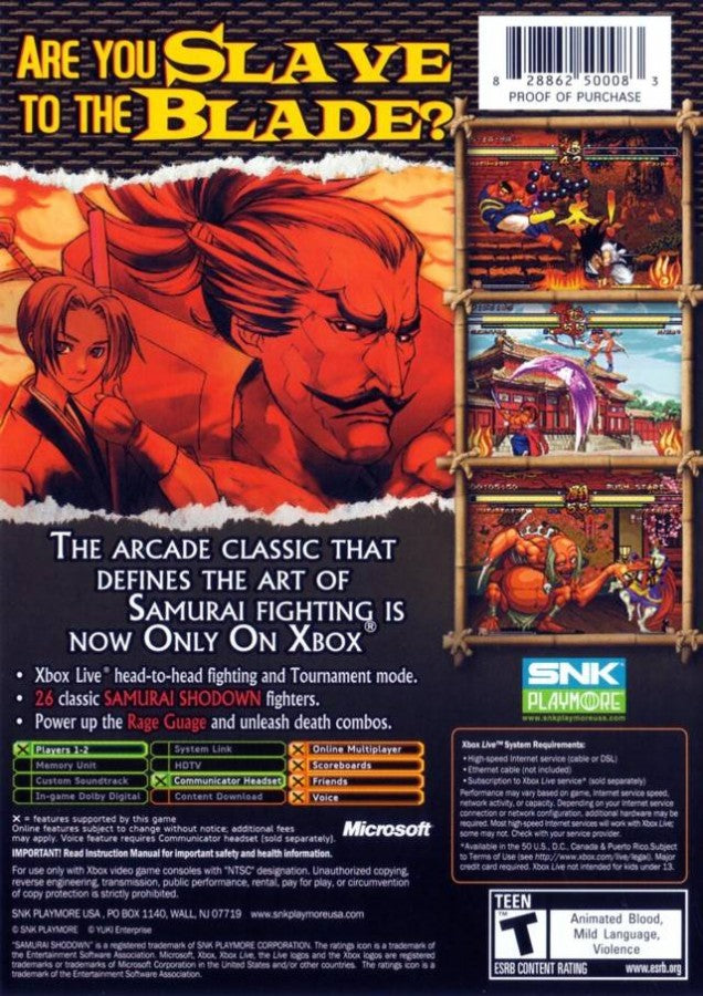Samurai Shodown V back cover art for Xbox (XBOX) video game